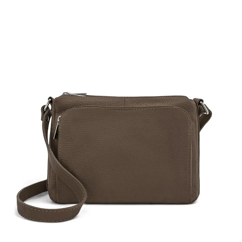 Sac trotteur à bandoulière en cuir grainé MANHATTAN Marron moka