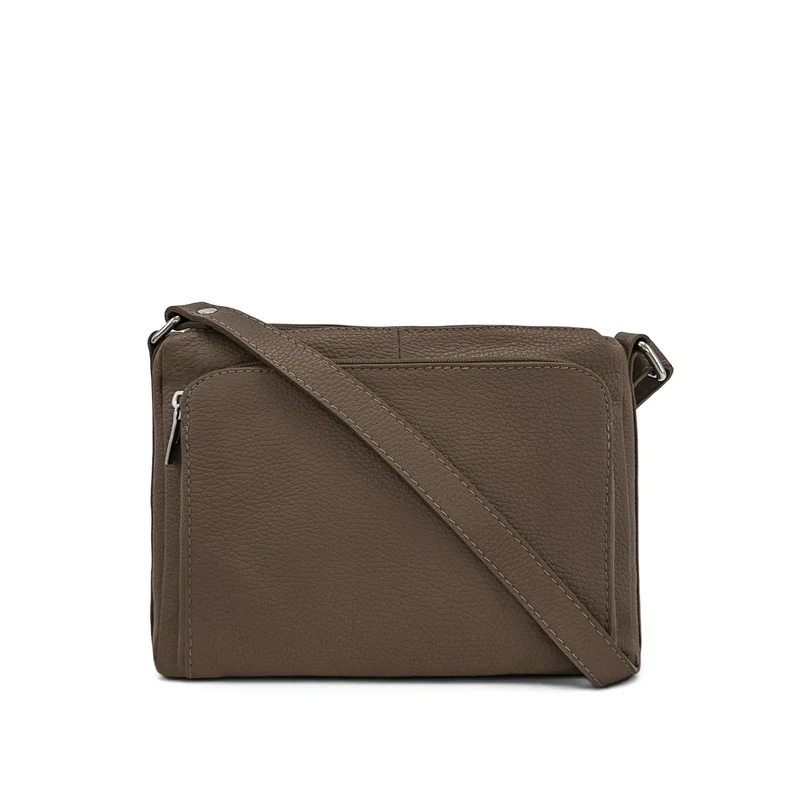 Sac trotteur à bandoulière en cuir grainé MANHATTAN Marron moka