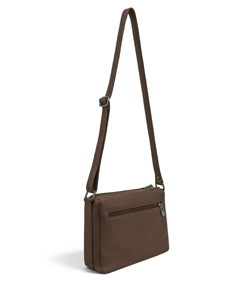 Sac trotteur à bandoulière en cuir grainé MANHATTAN Marron moka
