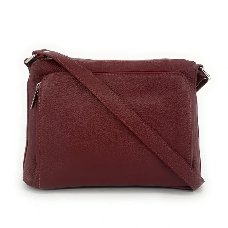 Sac trotteur à bandoulière en cuir grainé MANHATTAN Bordeaux