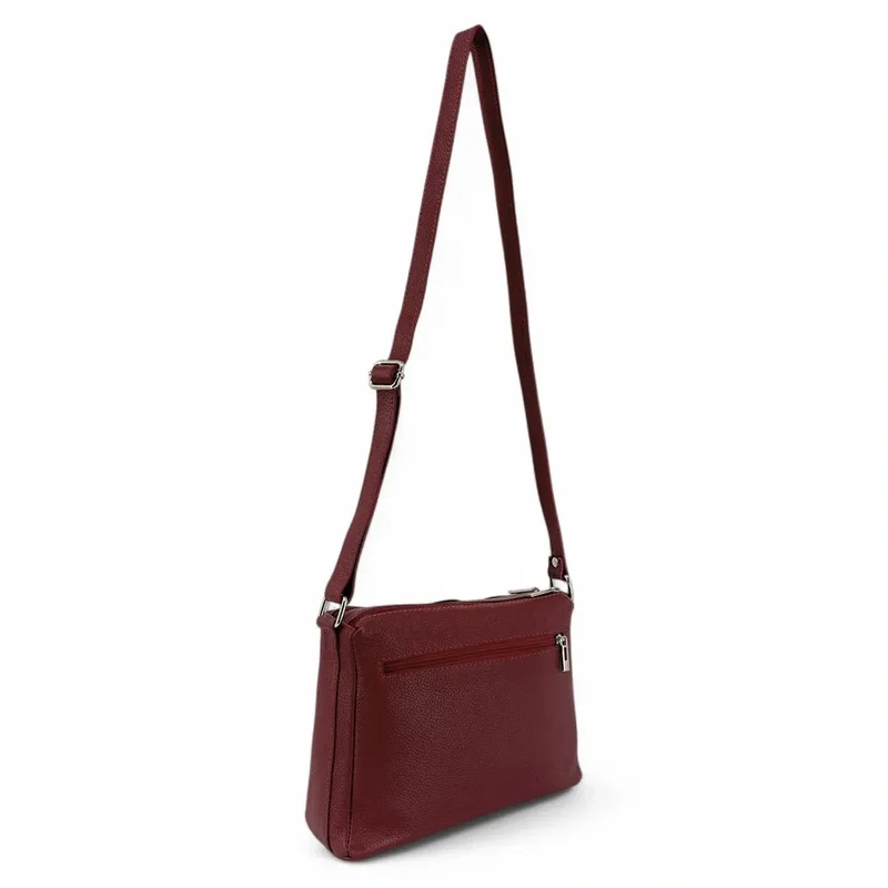 Sac trotteur à bandoulière en cuir grainé MANHATTAN Bordeaux