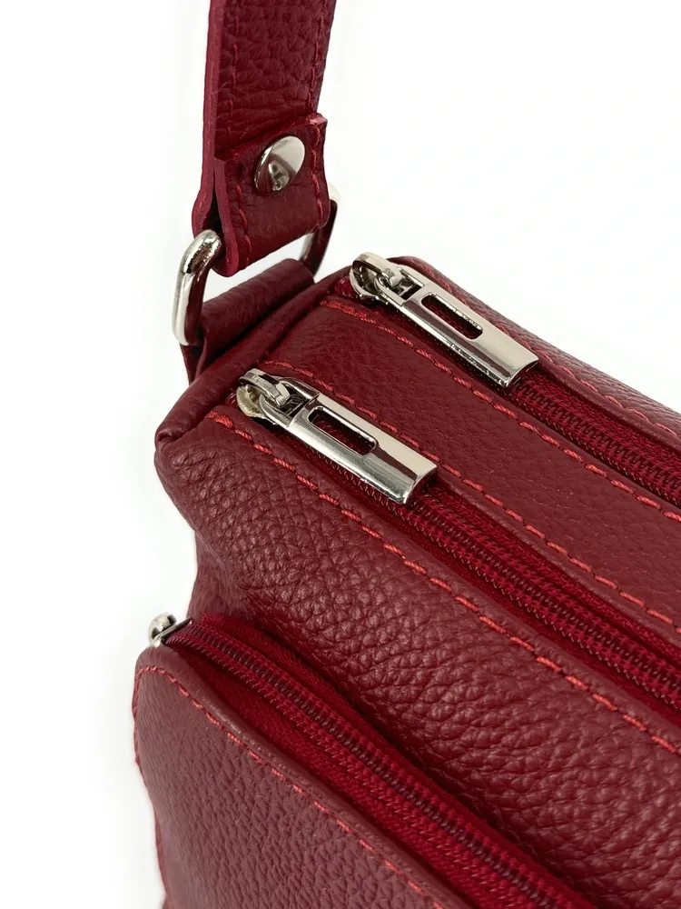 Sac trotteur à bandoulière en cuir grainé MANHATTAN Bordeaux