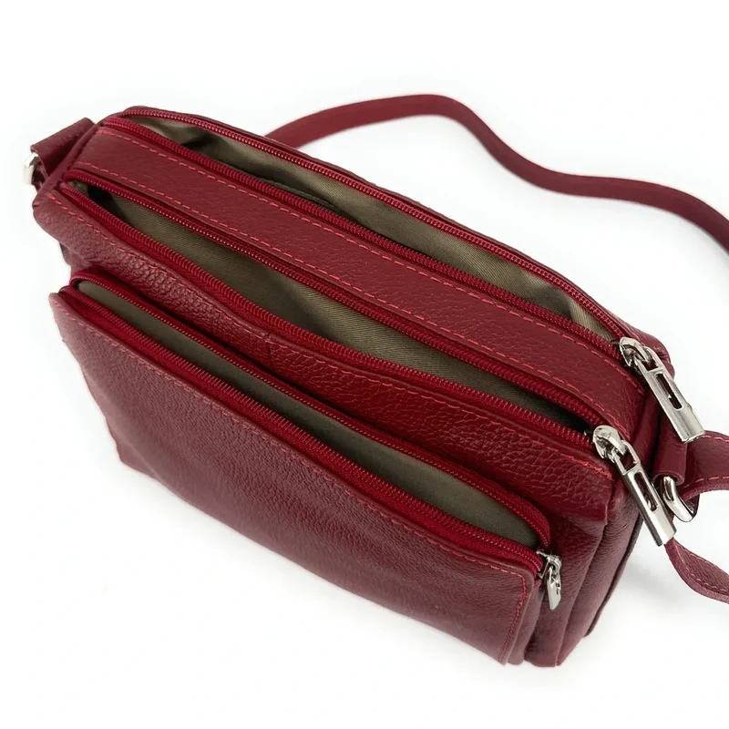 Sac trotteur à bandoulière en cuir grainé MANHATTAN Bordeaux