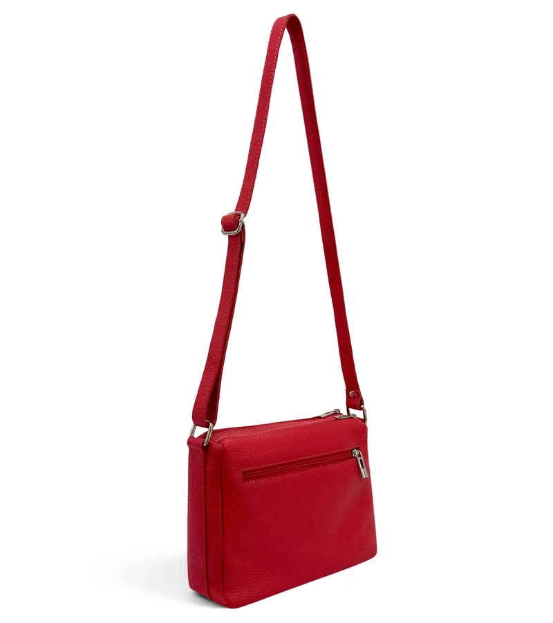 Sac trotteur à bandoulière en cuir grainé MANHATTAN Rouge garance