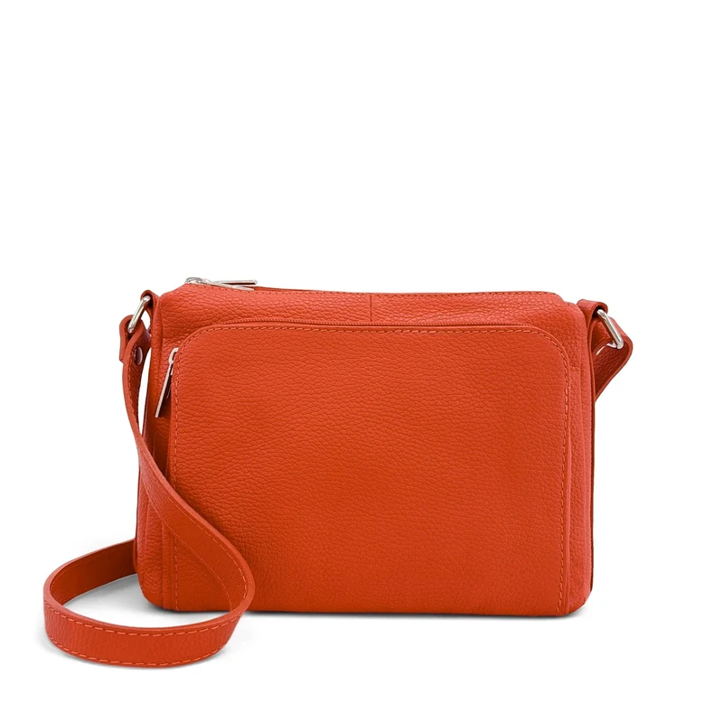 Sac trotteur à bandoulière en cuir grainé MANHATTAN Orange