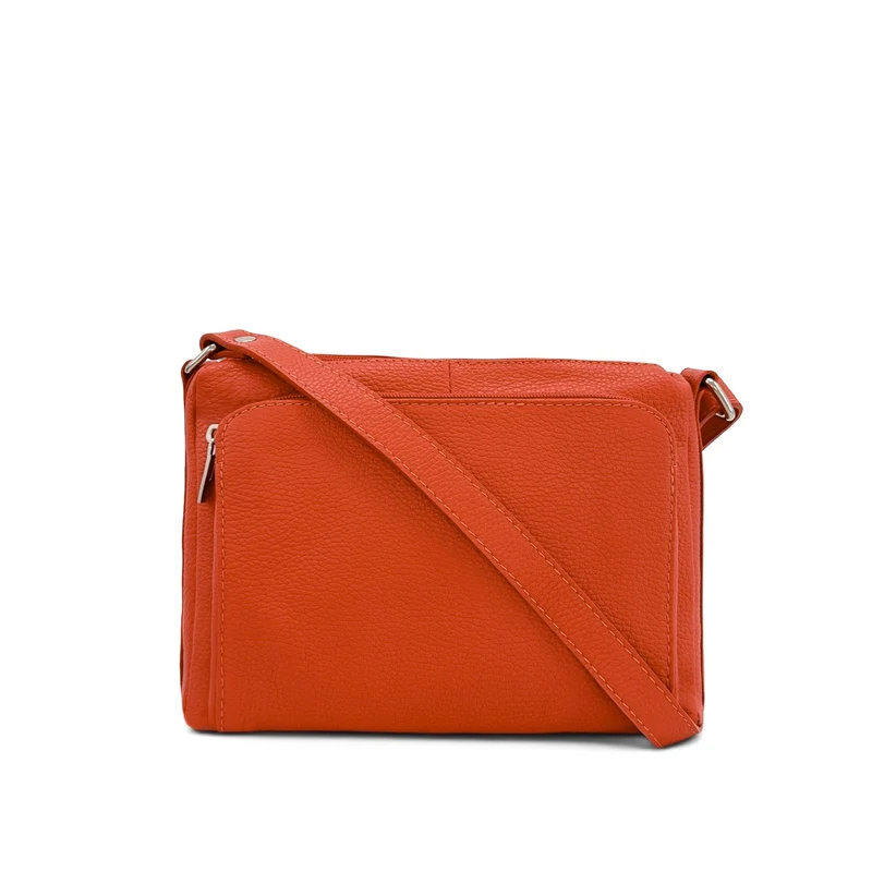 Sac trotteur à bandoulière en cuir grainé MANHATTAN Orange