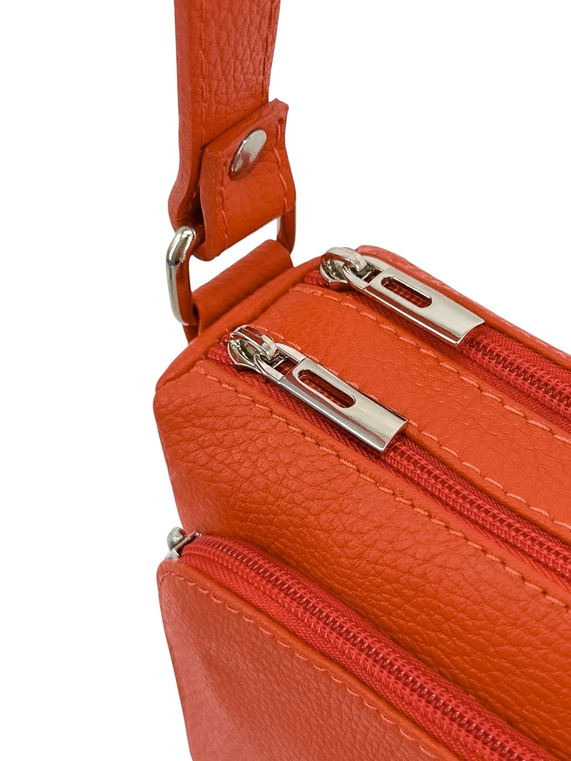 Sac trotteur à bandoulière en cuir grainé MANHATTAN Orange