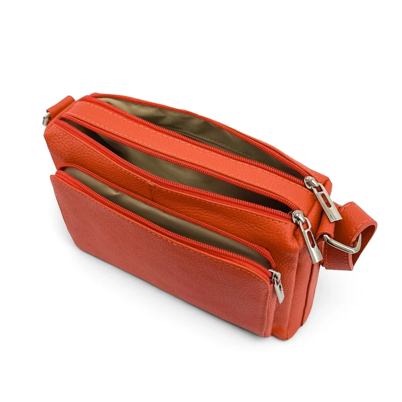 Sac trotteur à bandoulière en cuir grainé MANHATTAN Orange