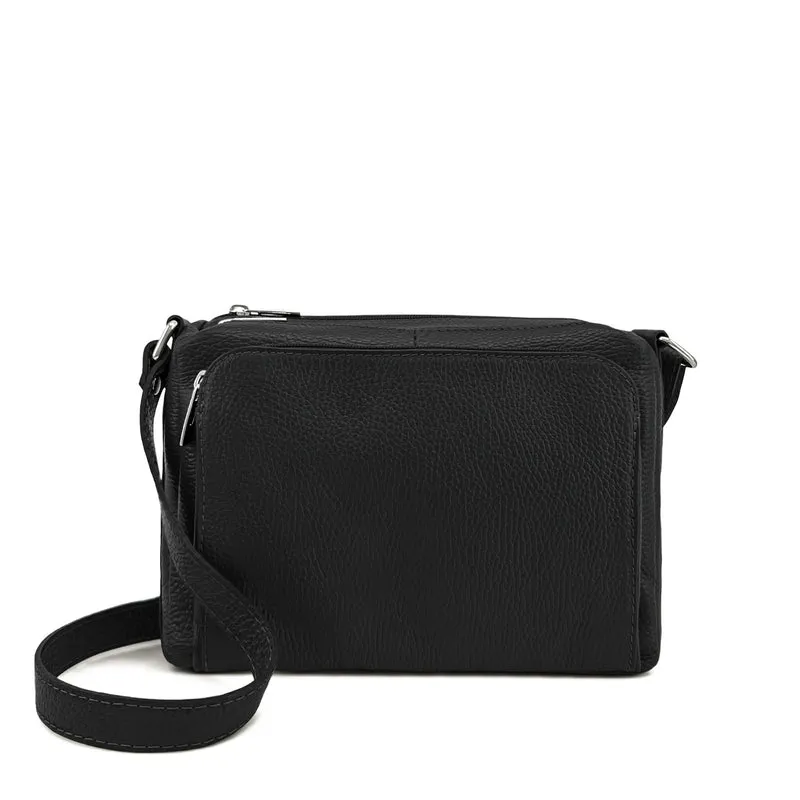 Sac trotteur à bandoulière en cuir grainé MANHATTAN Noir