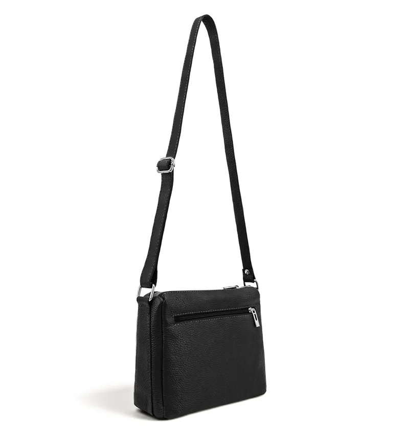 Sac trotteur à bandoulière en cuir grainé MANHATTAN Noir