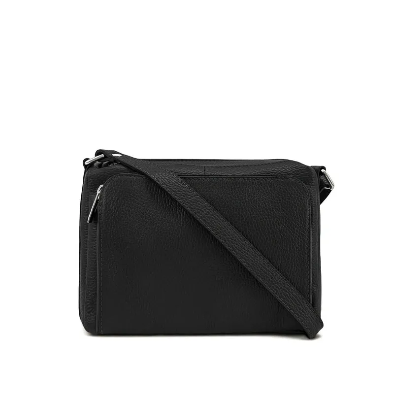 Sac trotteur à bandoulière en cuir grainé MANHATTAN Noir