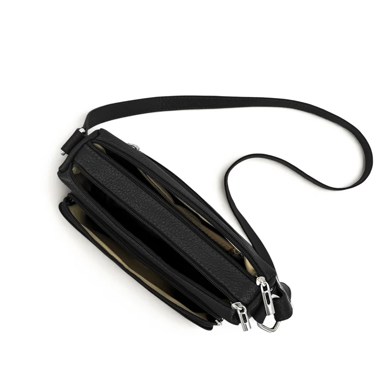 Sac trotteur à bandoulière en cuir grainé MANHATTAN Noir