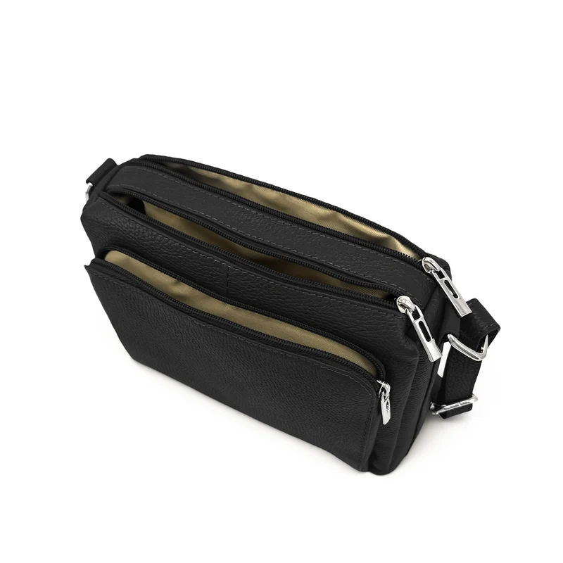 Sac trotteur à bandoulière en cuir grainé MANHATTAN Noir