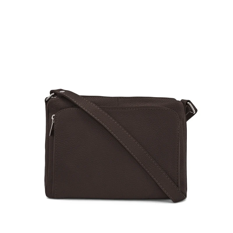Sac trotteur à bandoulière en cuir grainé MANHATTAN Marron chocolat