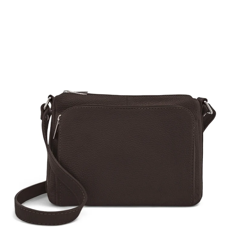 Sac trotteur à bandoulière en cuir grainé MANHATTAN Marron chocolat