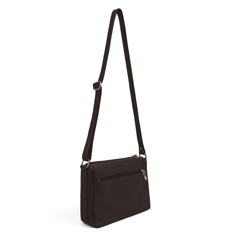 Sac trotteur à bandoulière en cuir grainé MANHATTAN Marron chocolat