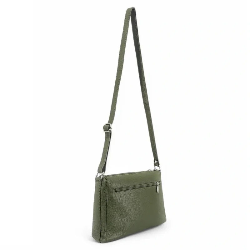 Sac trotteur à bandoulière en cuir grainé MANHATTAN Vert kaki
