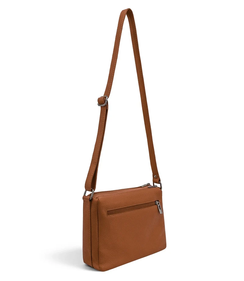 Sac trotteur à bandoulière en cuir grainé MANHATTAN Marron camel foncé