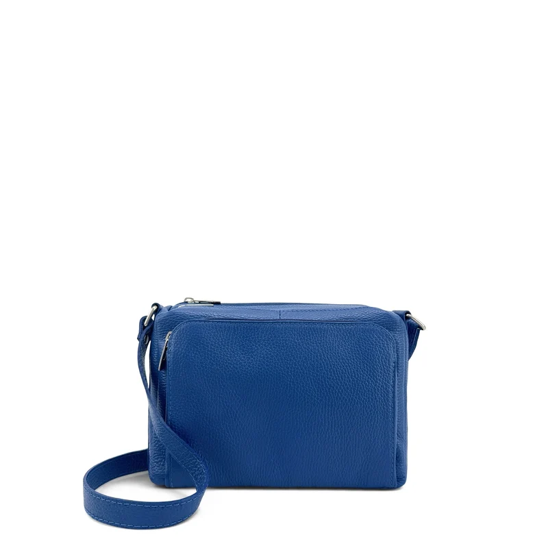 Sac trotteur à bandoulière en cuir grainé MANHATTAN Bleu roi