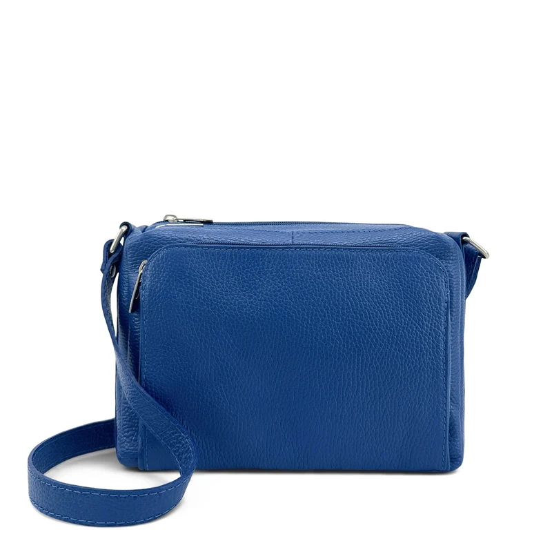 Sac trotteur à bandoulière en cuir grainé MANHATTAN Bleu roi