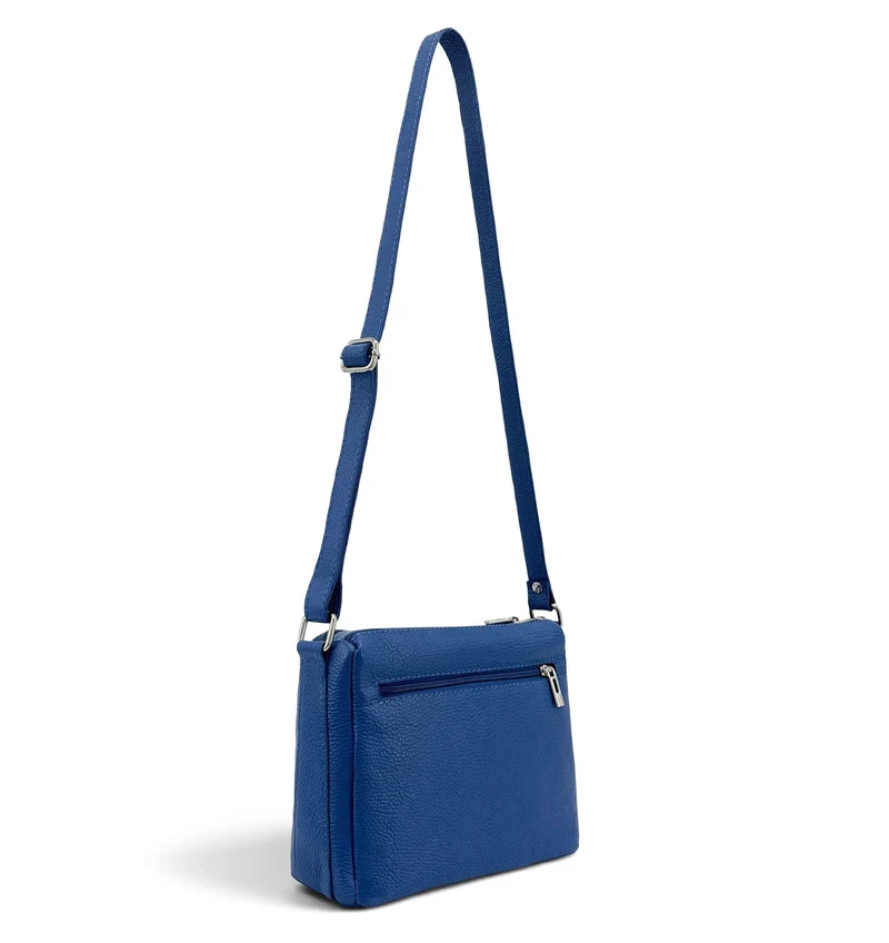 Sac trotteur à bandoulière en cuir grainé MANHATTAN Bleu roi