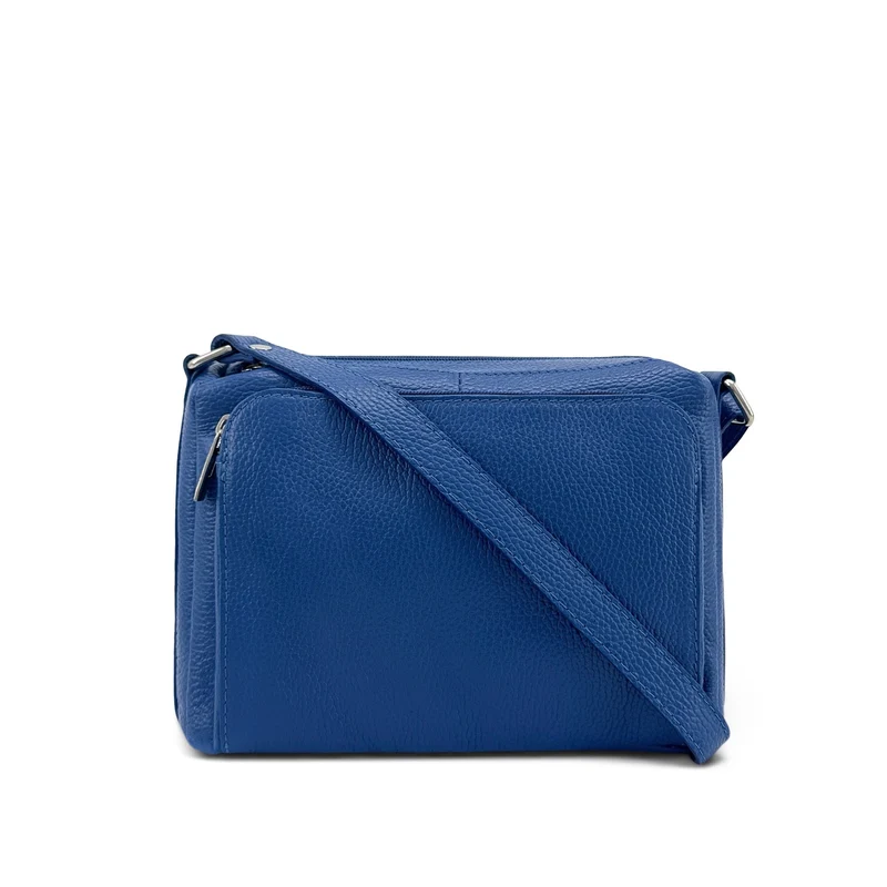 Sac trotteur à bandoulière en cuir grainé MANHATTAN Bleu roi