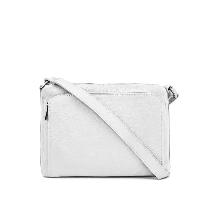 Sac trotteur à bandoulière en cuir grainé MANHATTAN Blanc