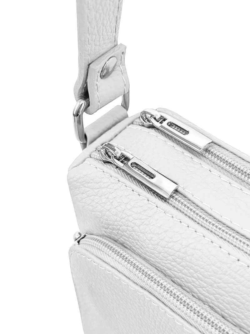 Sac trotteur à bandoulière en cuir grainé MANHATTAN Blanc