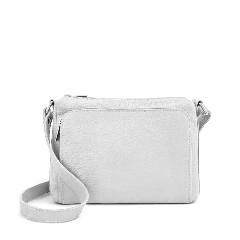 Sac trotteur à bandoulière en cuir grainé MANHATTAN Blanc
