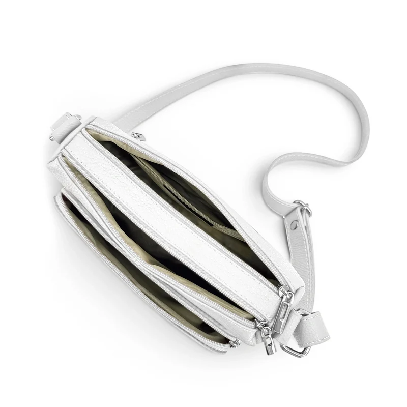 Sac trotteur à bandoulière en cuir grainé MANHATTAN Blanc