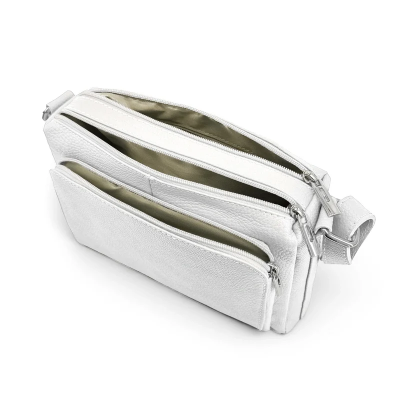 Sac trotteur à bandoulière en cuir grainé MANHATTAN Blanc