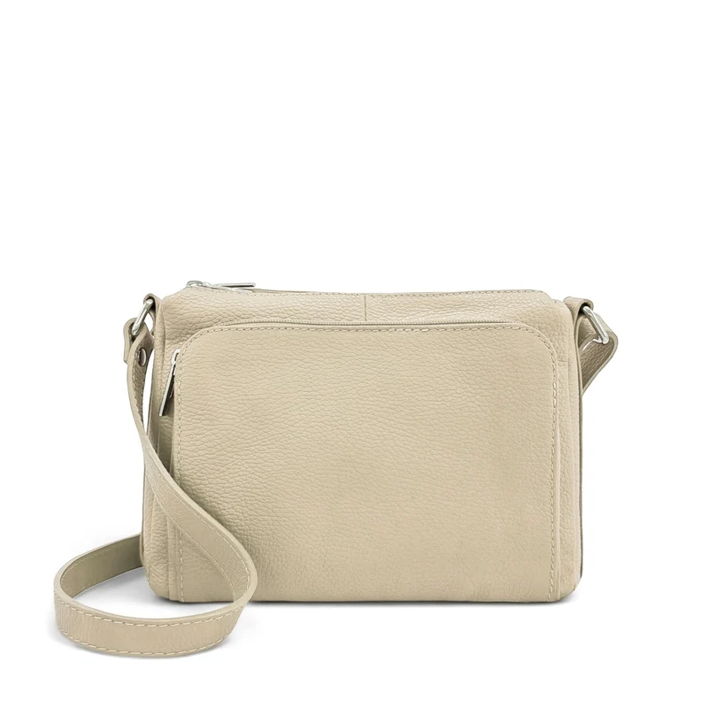 Sac trotteur à bandoulière en cuir grainé MANHATTAN Beige crème