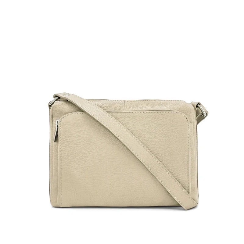 Sac trotteur à bandoulière en cuir grainé MANHATTAN Beige crème