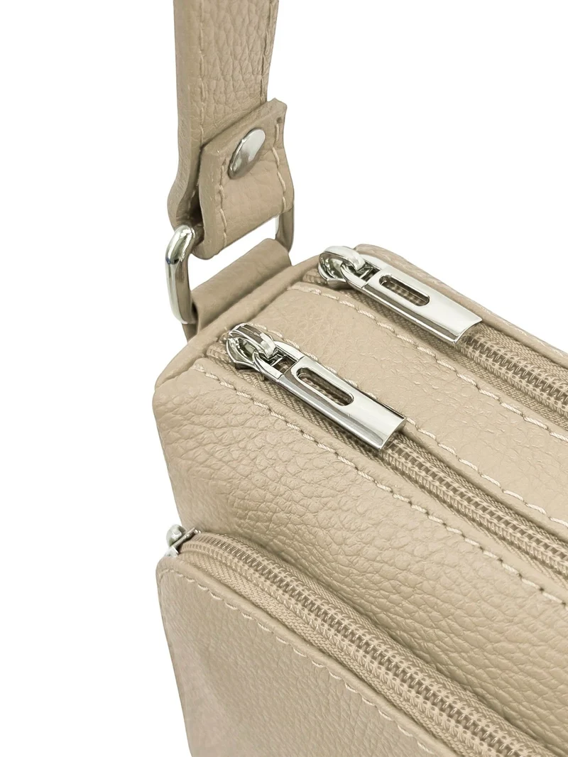 Sac trotteur à bandoulière en cuir grainé MANHATTAN Beige crème