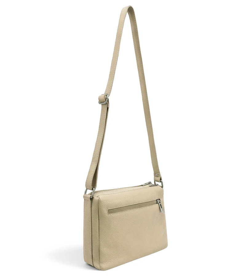 Sac trotteur à bandoulière en cuir grainé MANHATTAN Beige crème