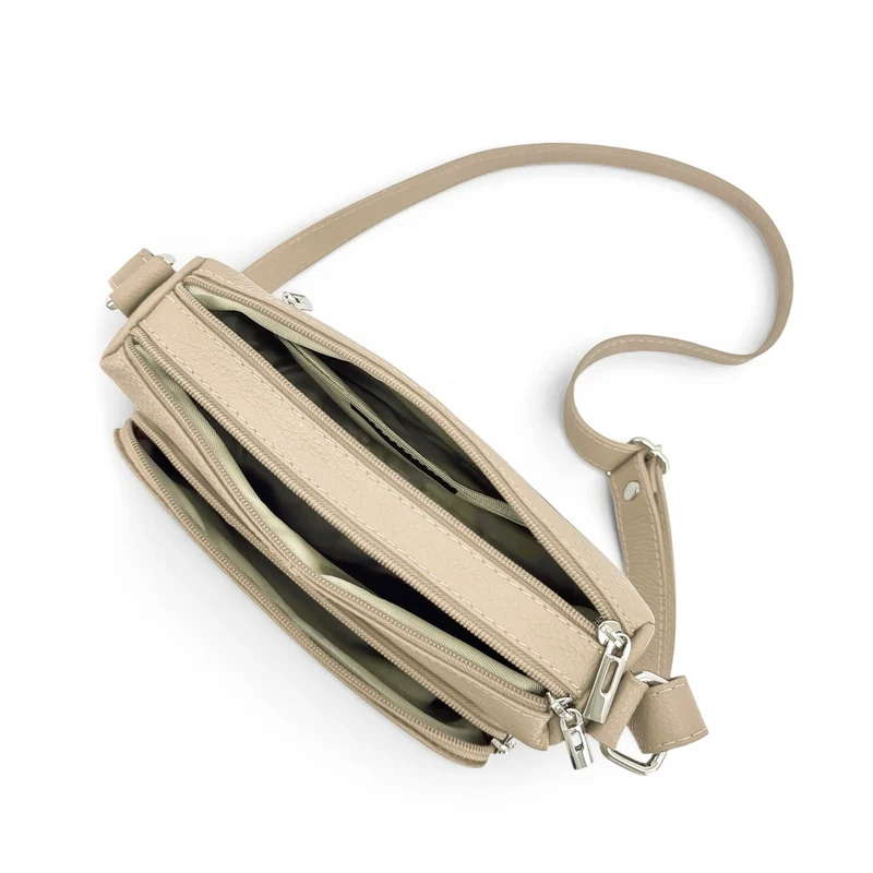 Sac trotteur à bandoulière en cuir grainé MANHATTAN Beige crème