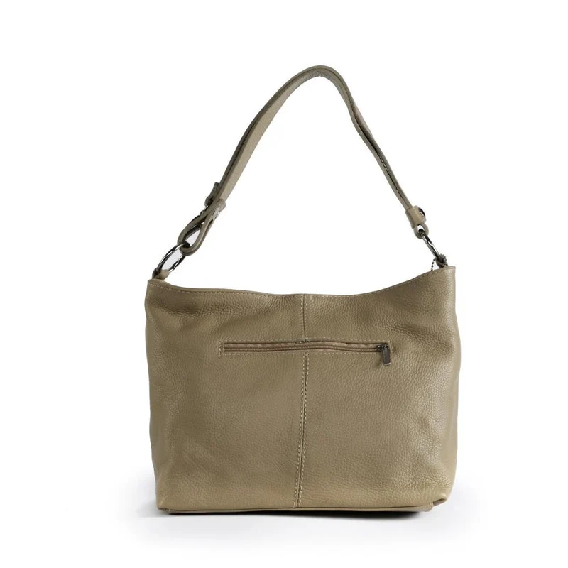 Sac à main en cuir grainé KUTA Taupe clair