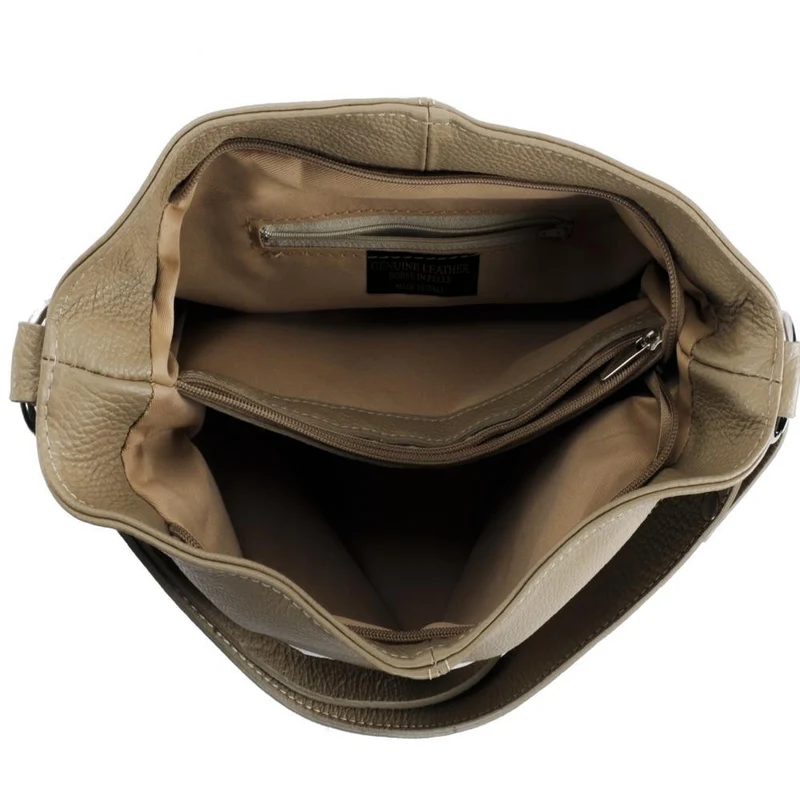 Sac à main en cuir grainé KUTA Taupe clair