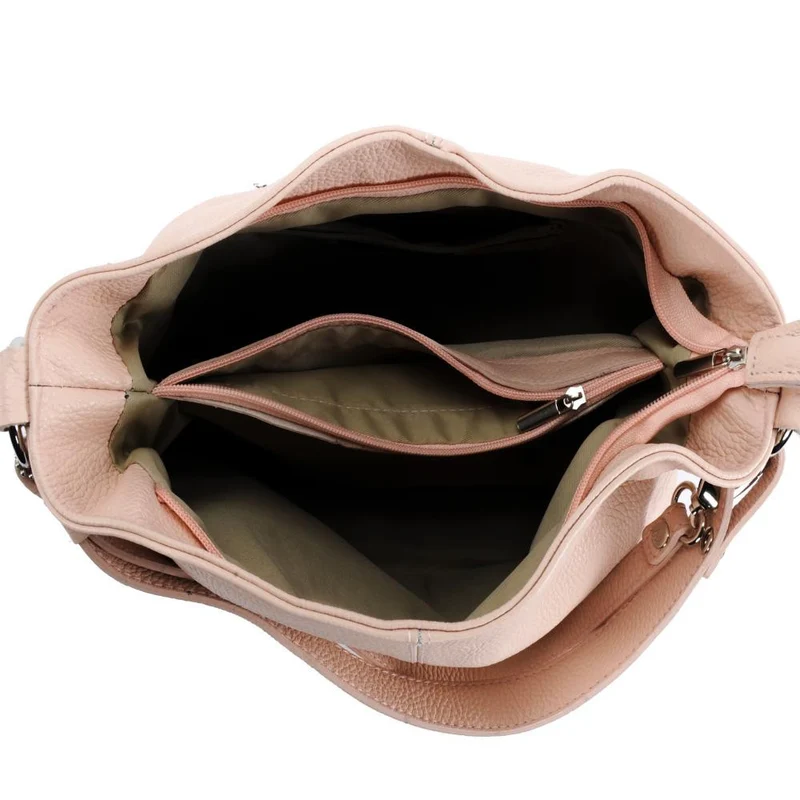 Sac à main en cuir grainé KUTA Rose nude