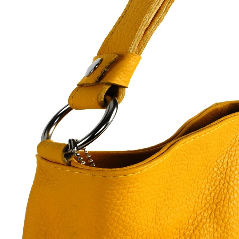Sac à main en cuir grainé KUTA Jaune Moutarde