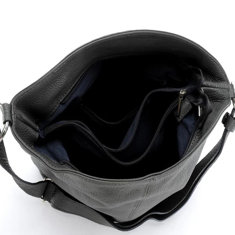 Sac à main en cuir grainé KUTA Gris foncé