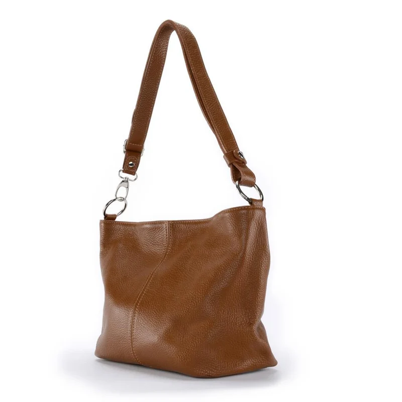 Sac à main en cuir grainé KUTA Camel foncé