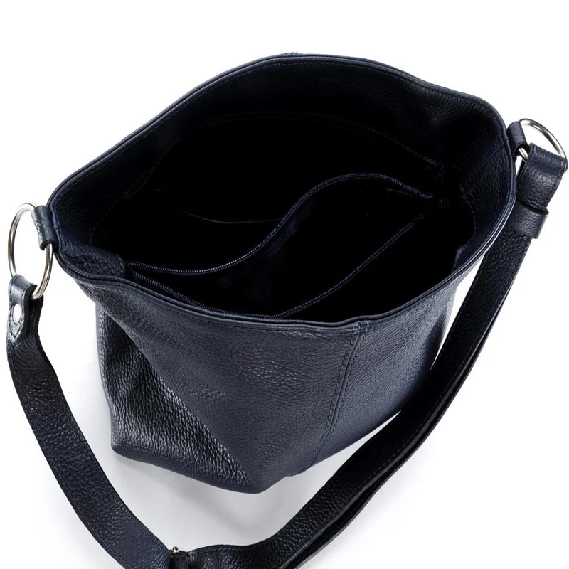 Sac à main en cuir grainé KUTA Bleu marine