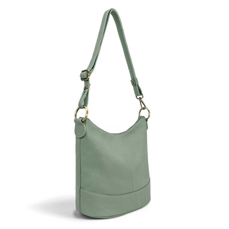 Sac seau à bandoulière en cuir grainé BEAUBOURG Vert pastel