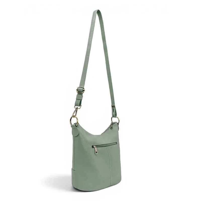 Sac seau à bandoulière en cuir grainé BEAUBOURG Vert pastel