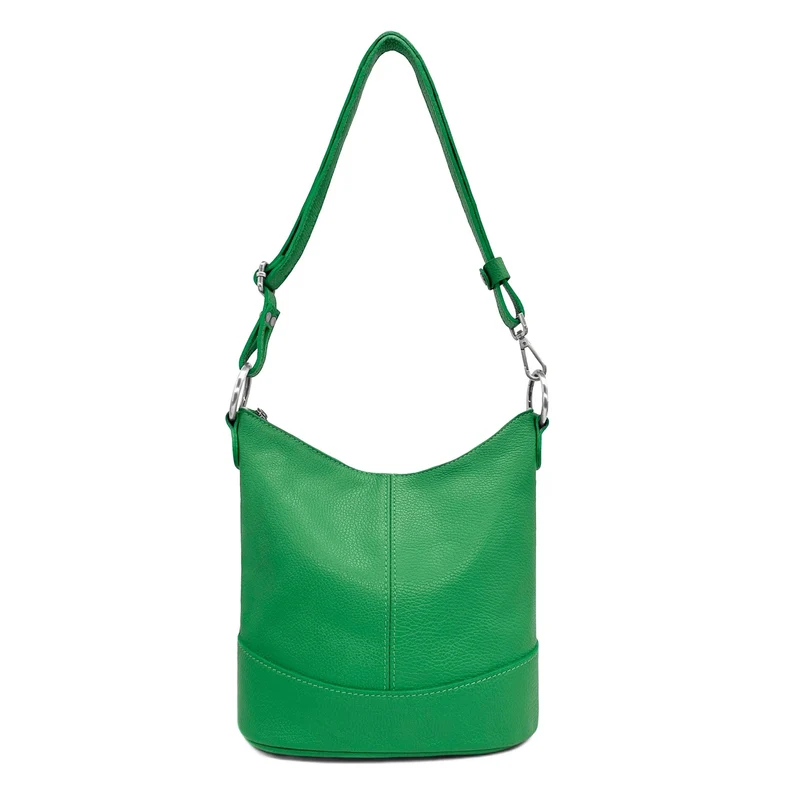 Sac seau à bandoulière en cuir grainé BEAUBOURG Vert anglais