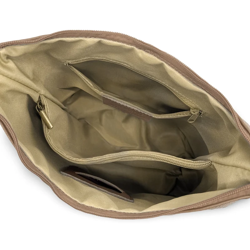 Sac seau à bandoulière en cuir grainé BEAUBOURG Taupe foncé