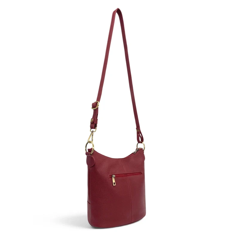 Sac seau à bandoulière en cuir grainé BEAUBOURG Rouge foncé