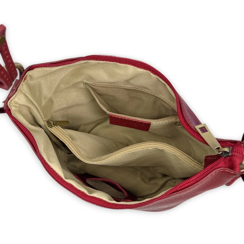 Sac seau à bandoulière en cuir grainé BEAUBOURG Rouge foncé