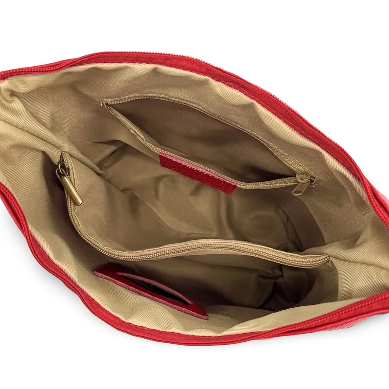 Sac seau à bandoulière en cuir grainé BEAUBOURG Rouge garance